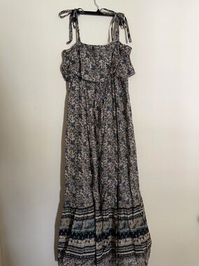 Free People Sleeveless Floral Maxi Dress with Tie Straps